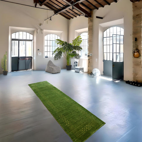 Groene Gabbeh loper - 286x82 cm - HANDGEMAAKT