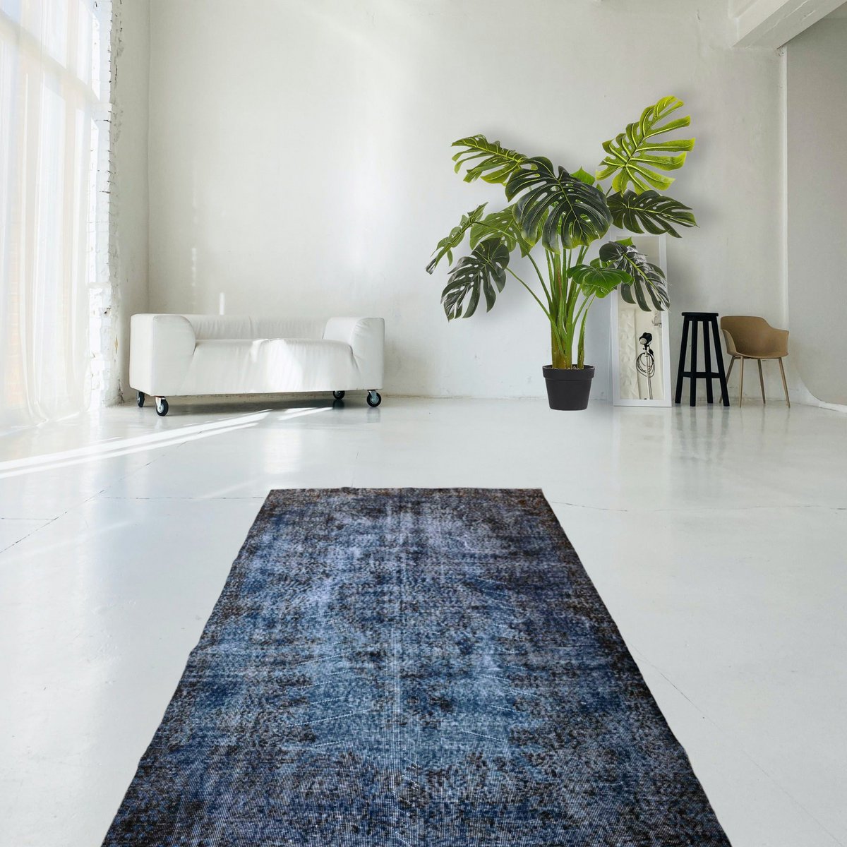 Blauw vintage vloerkleed - 267x164 cm - HANDGEMAAKT