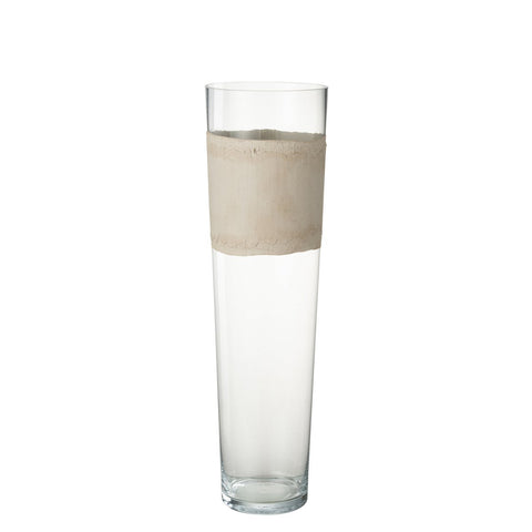 J-Line vaas Delph - glas - transparant/beige - large