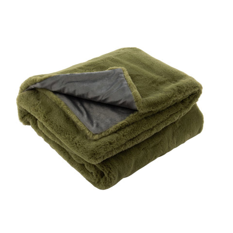 J-Line Plaid Cutie - Fleece Deken – Polyester – 180x130 cm – Mosgroen