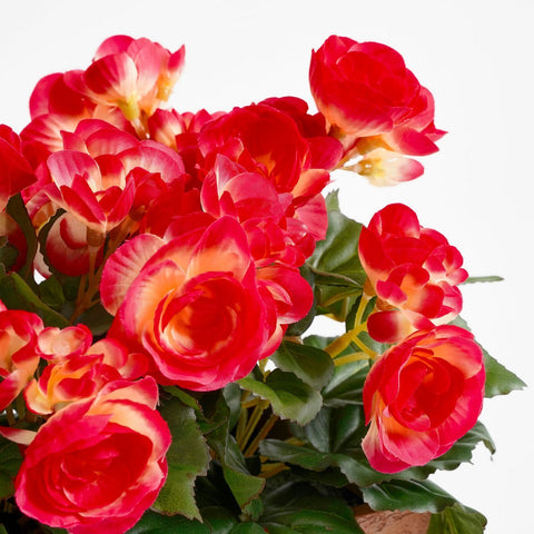 Begonia Kunstplant in Balkonbak Slate - L29 x B13 x H25 cm - Donkerroze