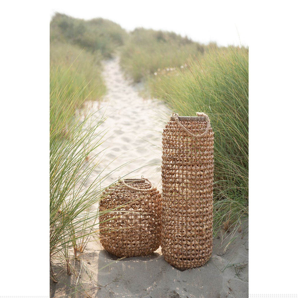 J-Line lantaarn Lena Water - riet - naturel - large