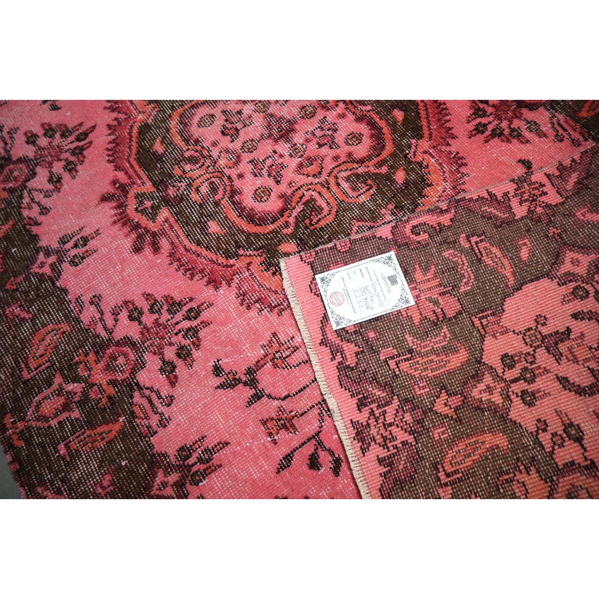 Roze vintage vloerkleed - 210x108 cm - HANDGEMAAKT
