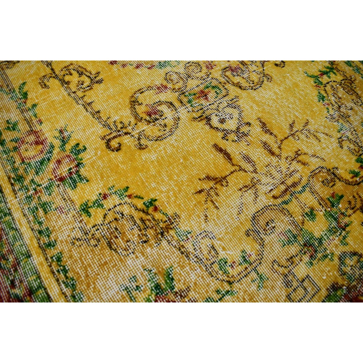 Geel vintage vloerkleed - 213x111 cm - HANDGEMAAKT
