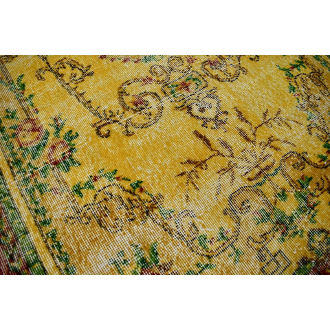 Geel vintage vloerkleed - 213x111 cm - HANDGEMAAKT