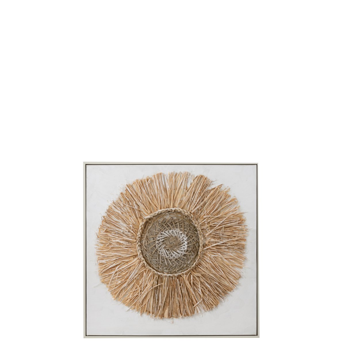J-Line wanddecoratie Ibiza Cirkel - canvas/verf - creme/wit - small