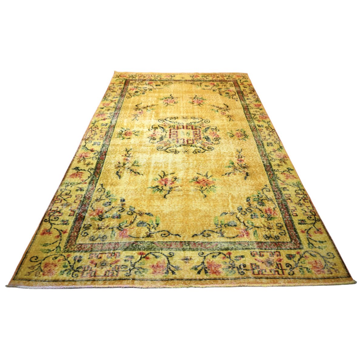 Geel vintage vloerkleed - 270x166 cm - HANDGEMAAKT