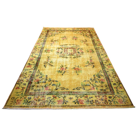 Geel vintage vloerkleed - 270x166 cm - HANDGEMAAKT