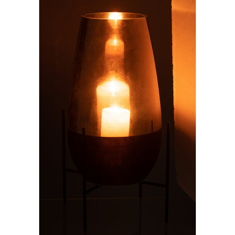 J-Line vaas Milan - glas - goud/zwart