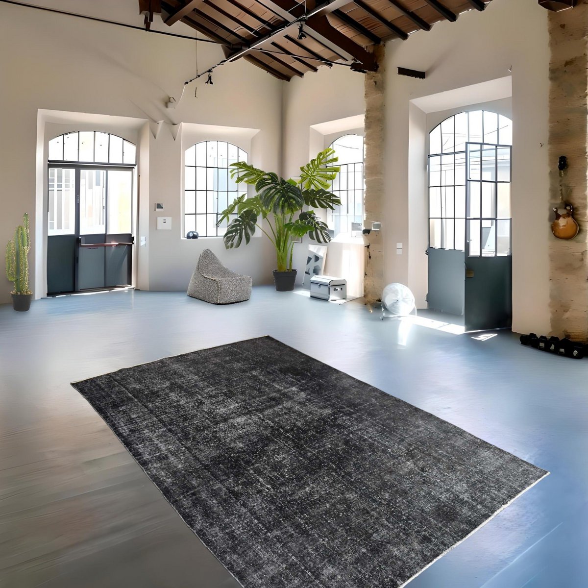 Grijs vintage vloerkleed - 300x190 cm - HANDGEMAAKT