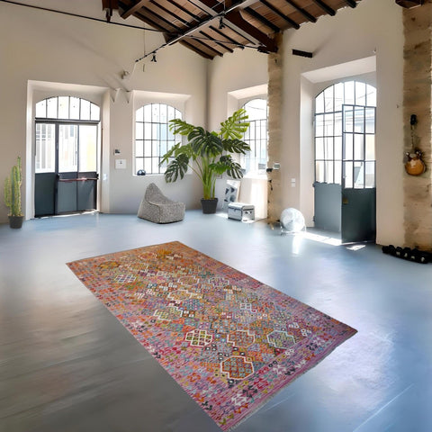 Kleurrijke kelim - 307x207 cm - HANDGEMAAKT
