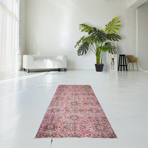 Roze vintage vloerkleed - 220x112 cm - HANDGEMAAKT