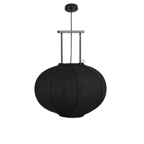Pego Hanglamp - H55 x Ø50 cm - Linnen - Zwart