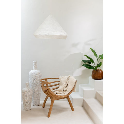 J-Line hanglamp conisch raffia - wit - klein