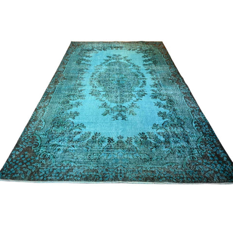Turquoise vintage vloerkleed - 322x207 cm - HANDGEMAAKT
