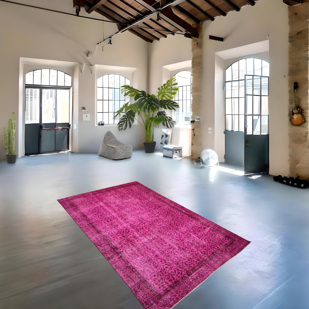 Roze vintage vloerkleed - 256x163 cm - HANDGEMAAKT