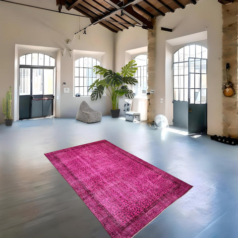 Roze vintage vloerkleed - 256x163 cm - HANDGEMAAKT