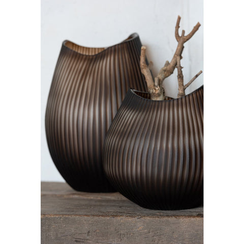 J-Line vaas Streep - glas - bruin - large