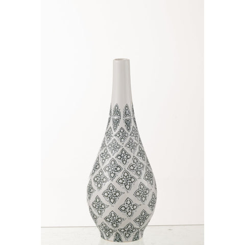 J-Line Vaas Kousa Peer Porselein Blauw/Wit