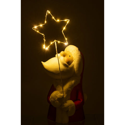 J-Line Kerstman Led Ster Resin Wit/Rood Large