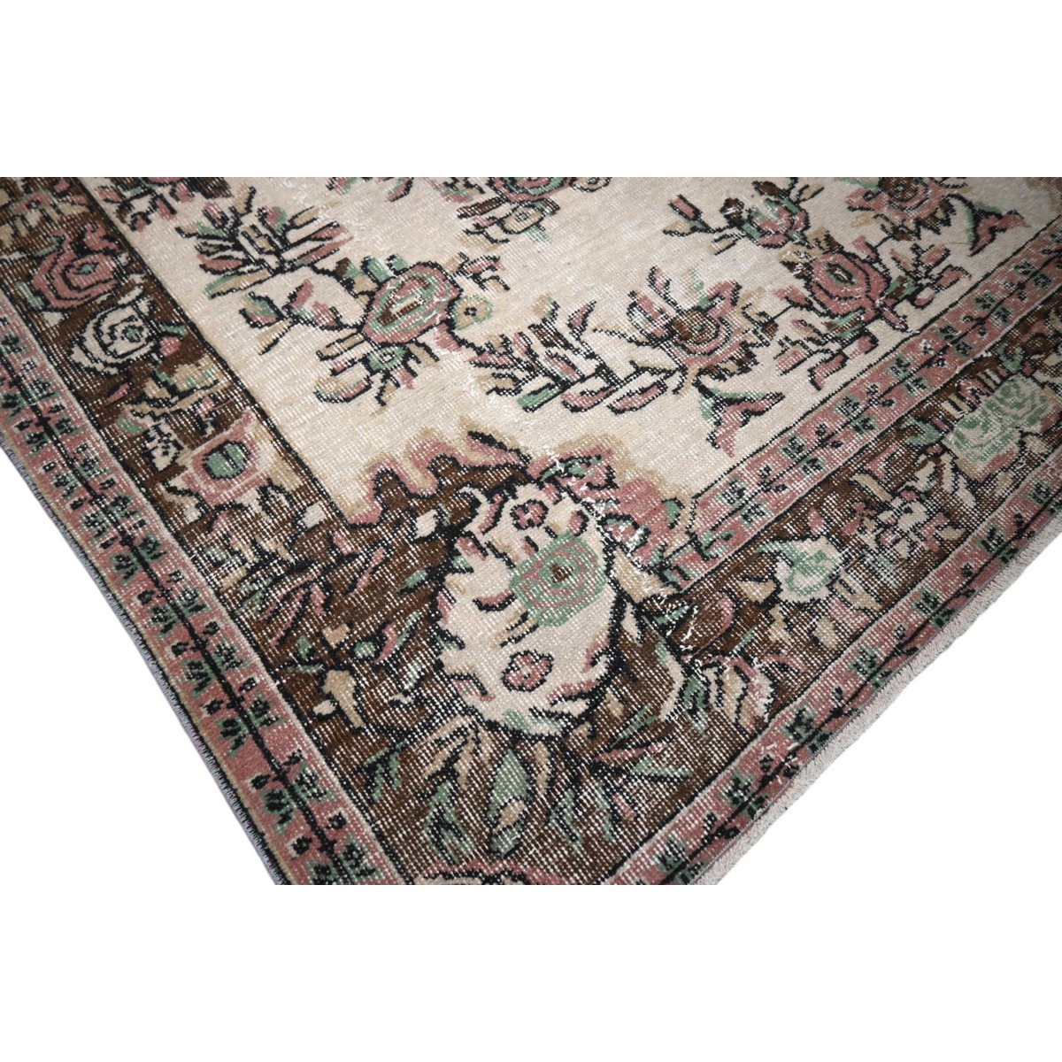 Beige bruin vintage vloerkleed - 267x167 cm - HANDGEMAAKT