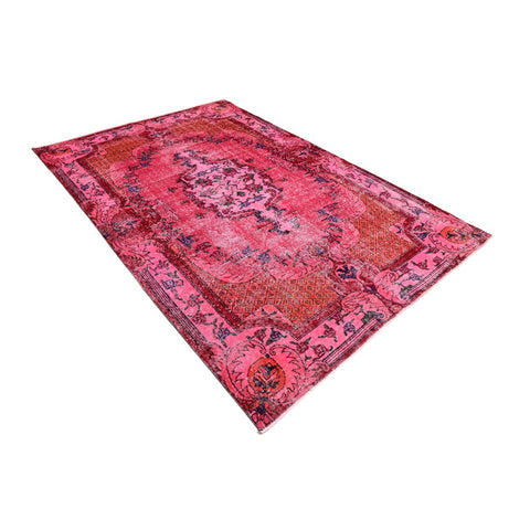 Roze vintage vloerkleed - 252x168 cm - HANDGEMAAKT