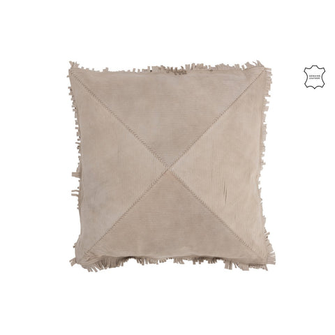 J-Line Kussen Kruis Vierkant Leder Beige