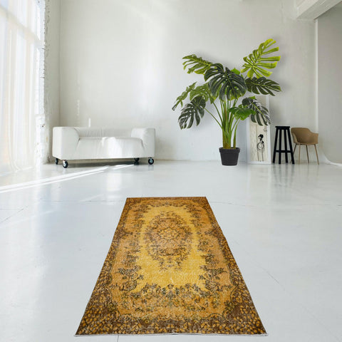 Geel vintage vloerkleed - 205x117 cm - HANDGEMAAKT