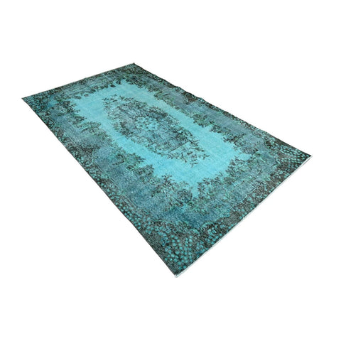 Turquoise vintage vloerkleed - 247x142 cm - HANDGEMAAKT