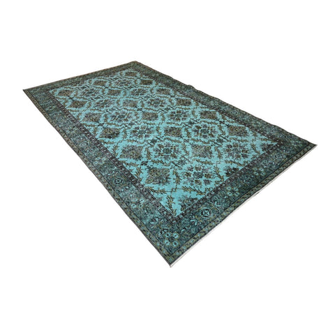 Turquoise vintage vloerkleed - 298x176 cm - HANDGEMAAKT