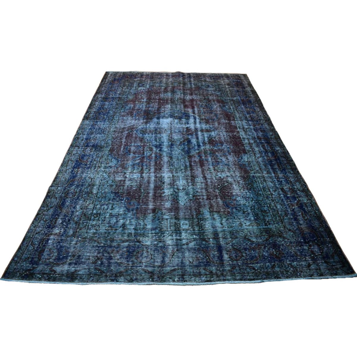 Blauw vintage vloerkleed - 281x174 cm - HANDGEMAAKT
