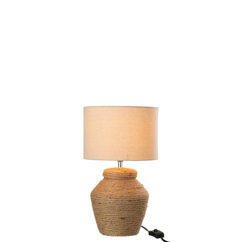J-Line lamp Meli + Kap - keramiek/linnen - bruin - small