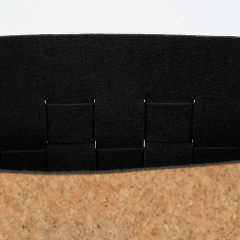 Opbergmand - Set van 3 - L40 x B30 x H30 cm - Kurk/Vilt - Zwart