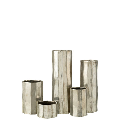 J-Line vaas Ary Klei - keramiek - zilver - large