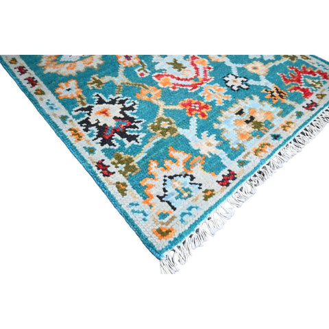 Turquoise Azeri vloerkleed - 98x67 cm - HANDGEMAAKT