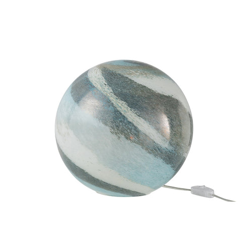 J-Line Dany Strepen Rond tafellamp - glas - blauw/ groen - L