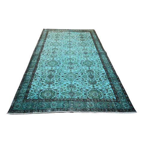 Turquoise vintage vloerkleed - 253x142 cm - HANDGEMAAKT