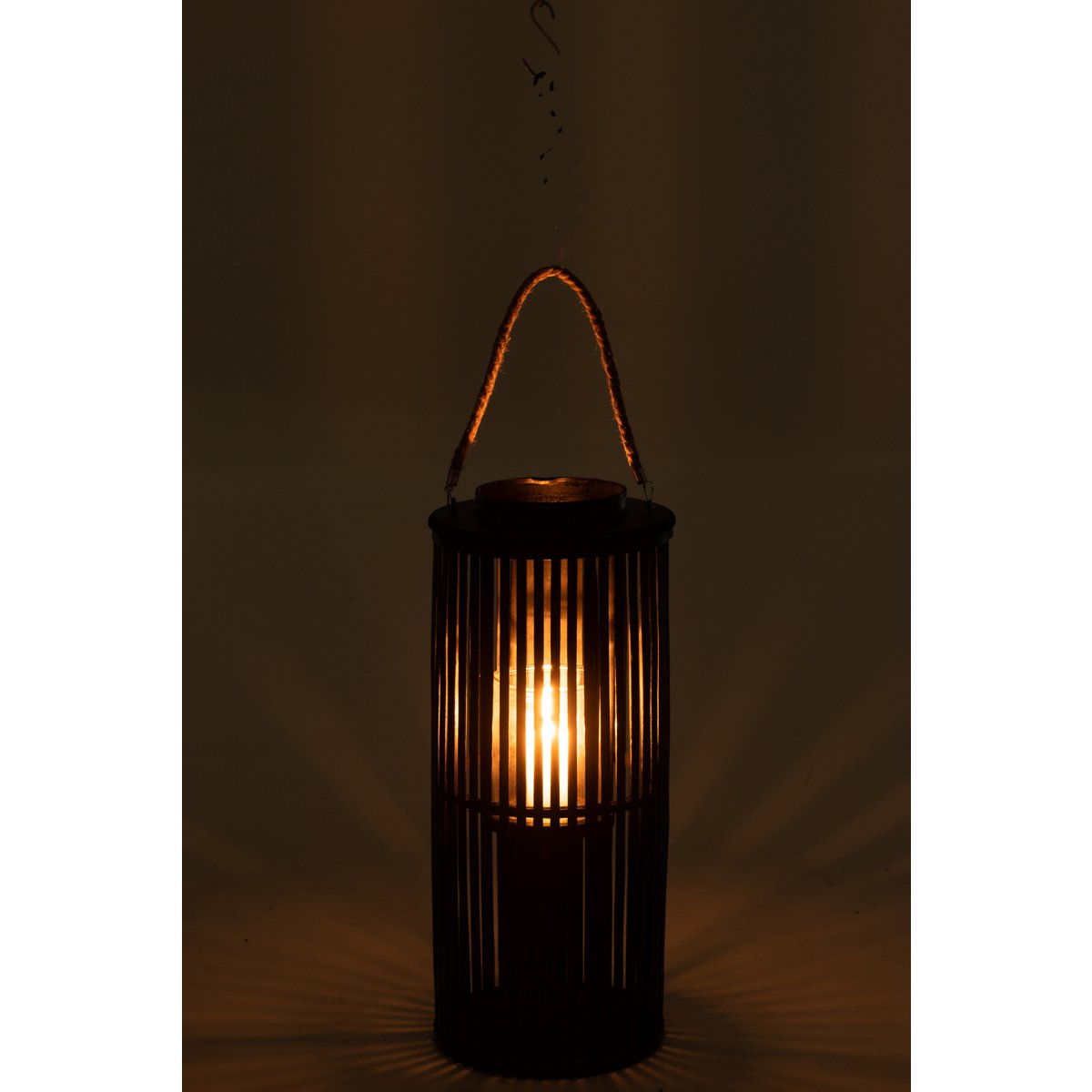J-Line lantaarn Tube - bamboe - zwart - small