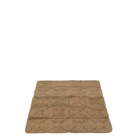 J-Line tapijt Vierkanten Geweven Touw - polyester - naturel