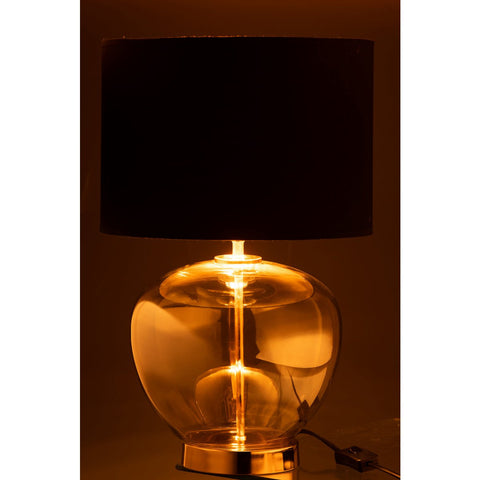 J-Line Lamp Transparant Glas/Textiel Goud/Zwart