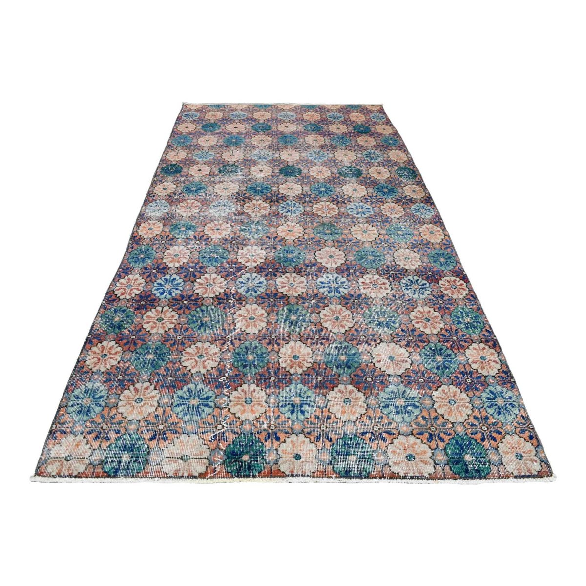 Vintage bloemen vloerkleed - 249x133 cm - HANDGEMAAKT