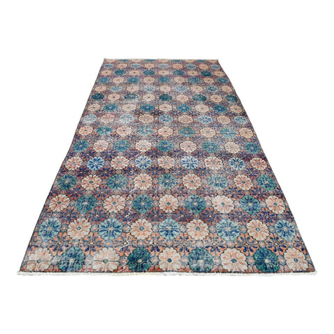 Vintage bloemen vloerkleed - 249x133 cm - HANDGEMAAKT