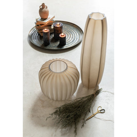 J-Line vaas Streep Zand - glas  lichtbruin