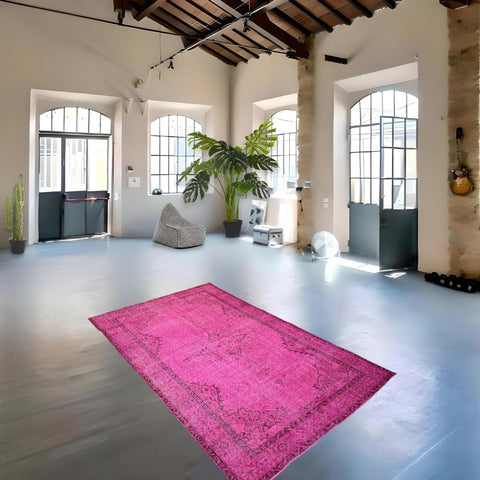 Roze vintage vloerkleed - 287x175 cm - HANDGEMAAKT