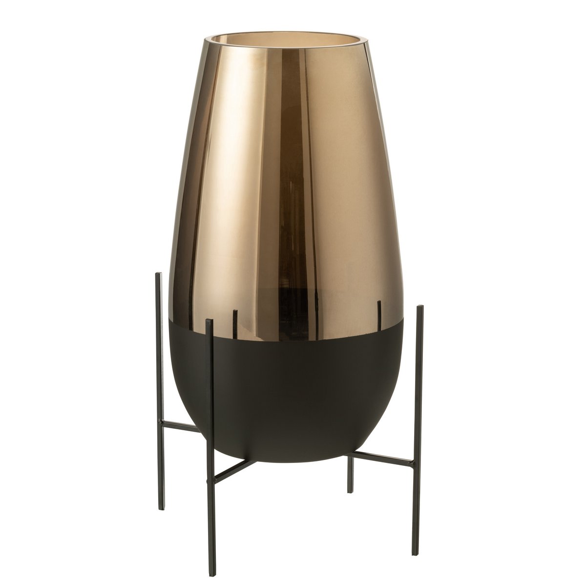J-Line vaas Milan - glas - goud/zwart