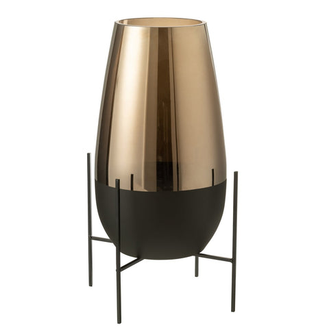 J-Line vaas Milan - glas - goud/zwart