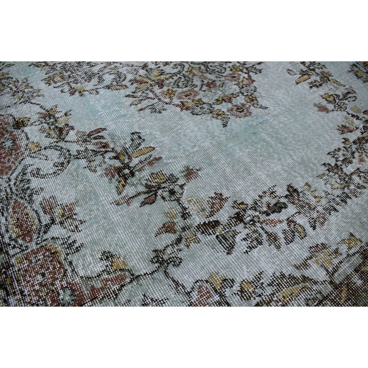 Grijs blauw vintage vloerkleed - 298x174 cm - HANDGEMAAKT