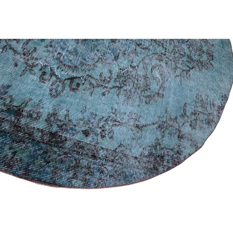 Rond Turquoise vintage vloerkleed - 167 cm - HANDGEMAAKT