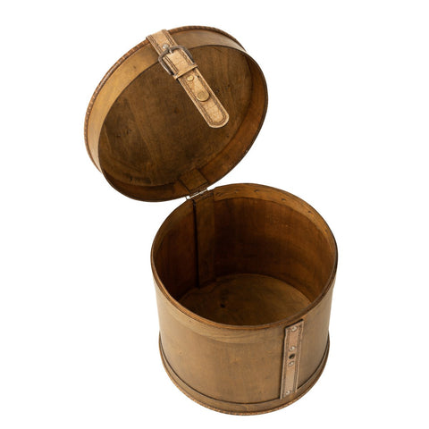 J-Line Koffers Rond - hout - beige