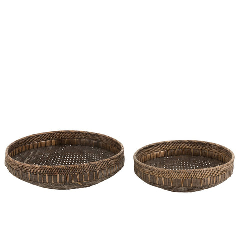 J-Line schalen Rond - rotan - zwart